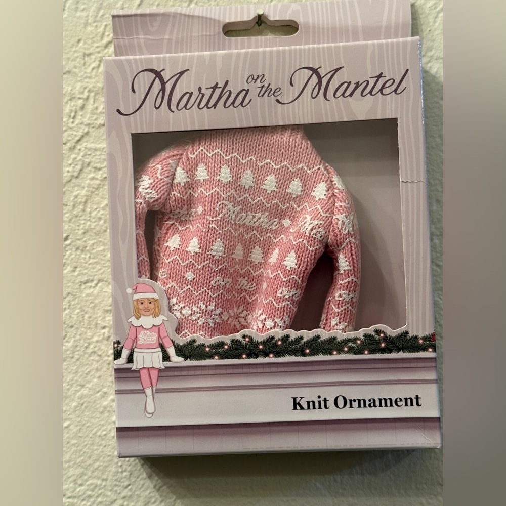 Martha on the Mantle Pink and White Knit Sweater Christmas Ornament NEW - Picture 2 of 6